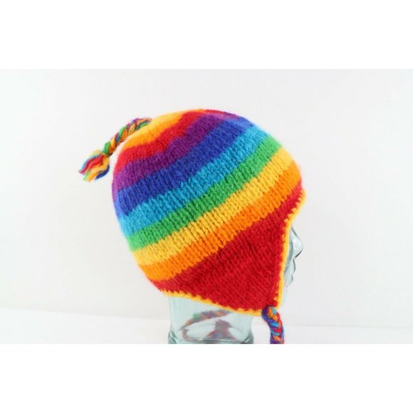 Vintage 90s Streetwear Pride Rainbow Striped Wool Knit Winter Beanie Hat Cap S main image 5